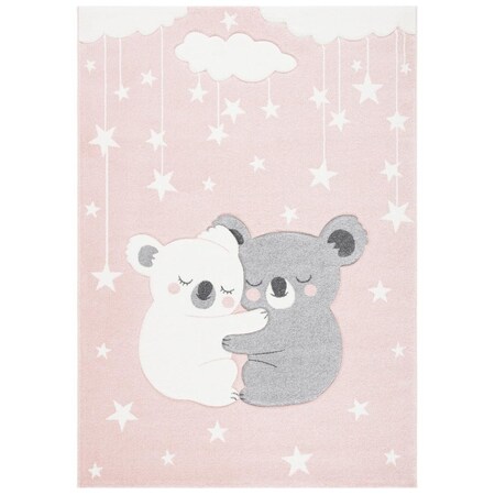 Safavieh 8 x 10 ft. Carousel Kids 100 Power Loomed Rectangle Area Rug Pink & White CRK195U-8